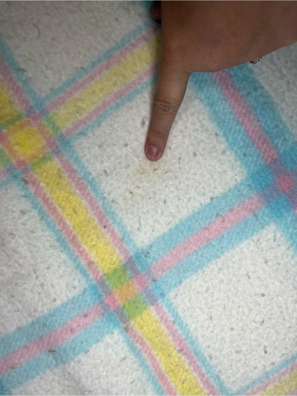 Vintage Esmond Baby Blanket Acrylic Pastel Plaid Nylon Trim 31x44